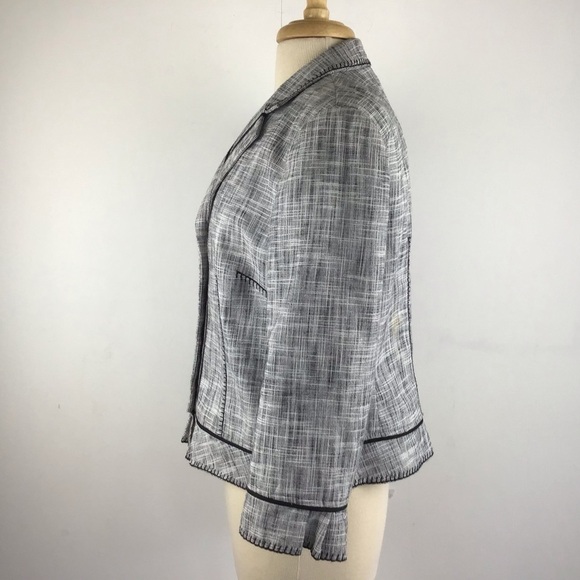 CARLISLE Black & White Fitted Jacket Whip stitched / Bottom Ruffle S 14 - Picture 9 of 11